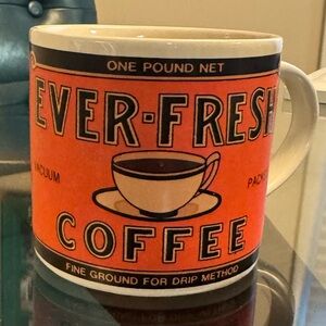 Vintage Ever-Fresh Yester Year Brand by Westwood Coffee Mug‎ 1992 Orange Graphic